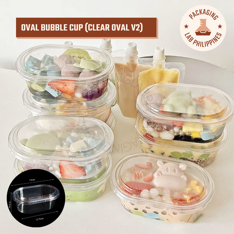 Clear Oval Bubble Cup 500ml  (Clear Oval Container Version 2)