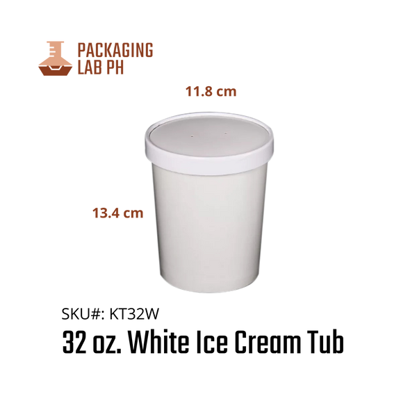 White Ice Cream Tub / Soup Tub  (8oz, 12oz, 16oz, 26oz, 32oz)