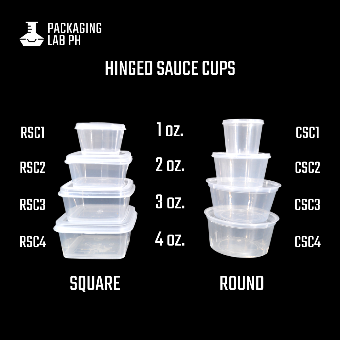 Square and Round Hinged Sauce Cups Packaging Lab Philippines
