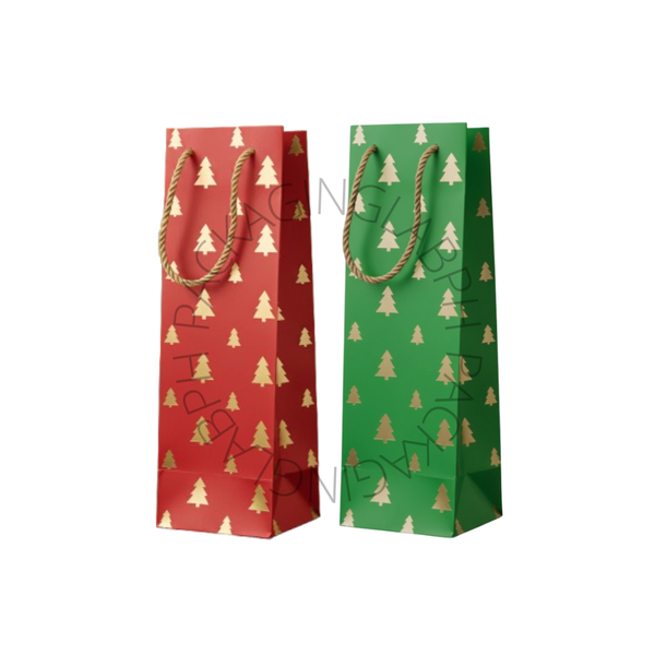 Premium Christmas Wine Bag with Gold Foil