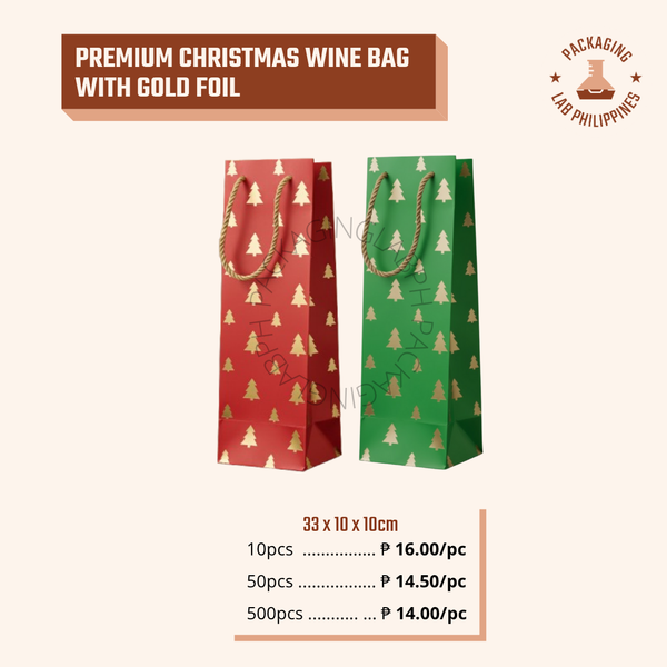 Premium Christmas Wine Bag with Gold Foil