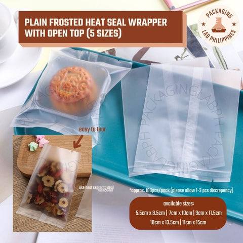 Plain Frosted Matte Heal Seal Wrapper with Open Top (for Cookies, Giveaways, etc)
