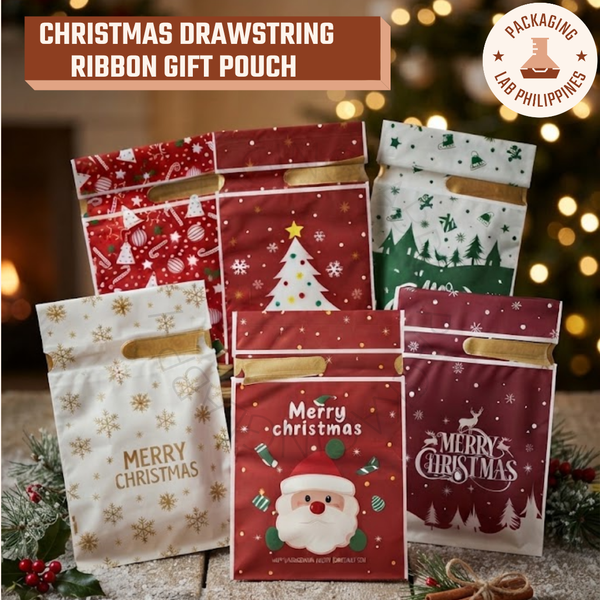 Christmas Drawstring Ribbon Gift Pouch