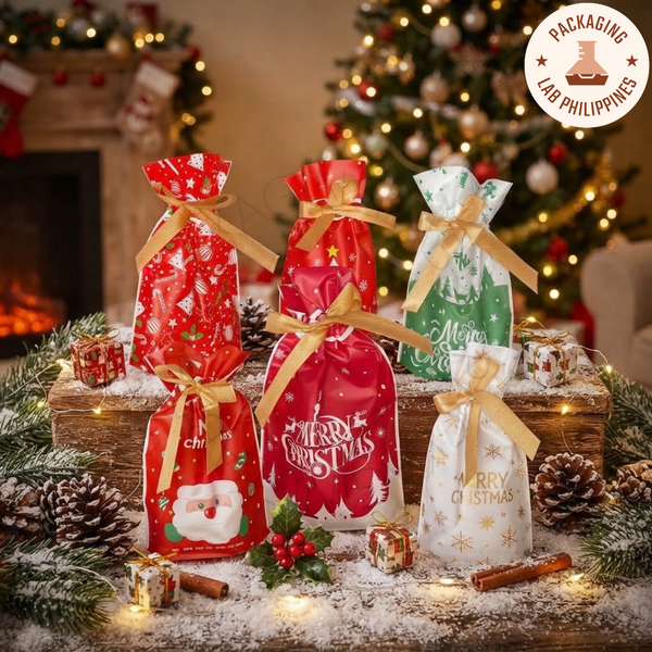 Christmas Drawstring Ribbon Gift Pouch