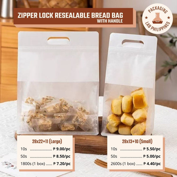 Zipper Lock Resealable Bread Bag with Handle
