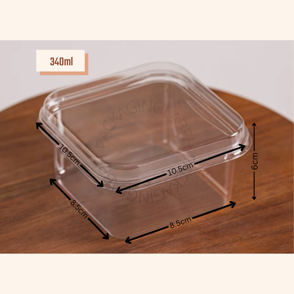 340ml / 520ml Wide Square Clear Deli Container