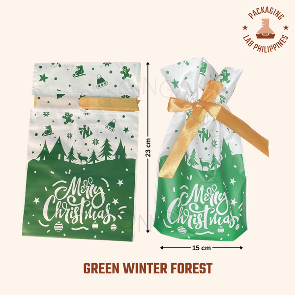 Christmas Drawstring Ribbon Gift Pouch