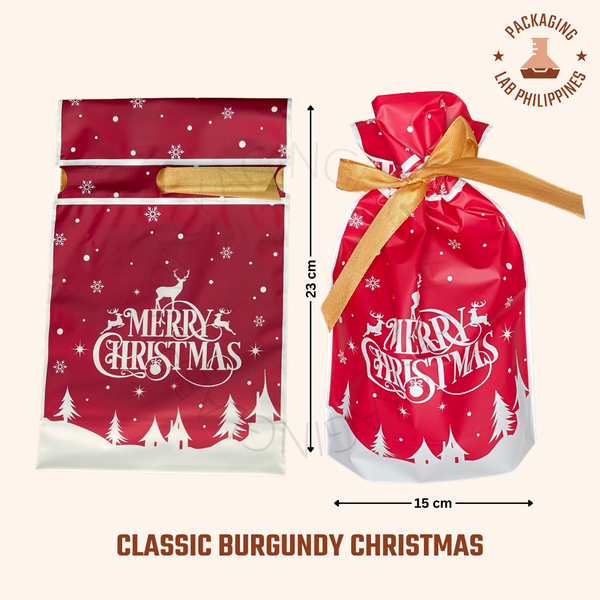 Christmas Drawstring Ribbon Gift Pouch