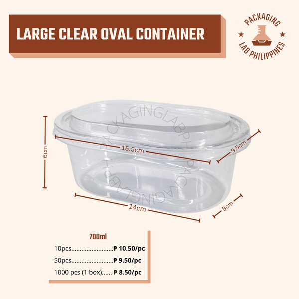 Clear Oval Container (400ml, 500ml, 700ml)