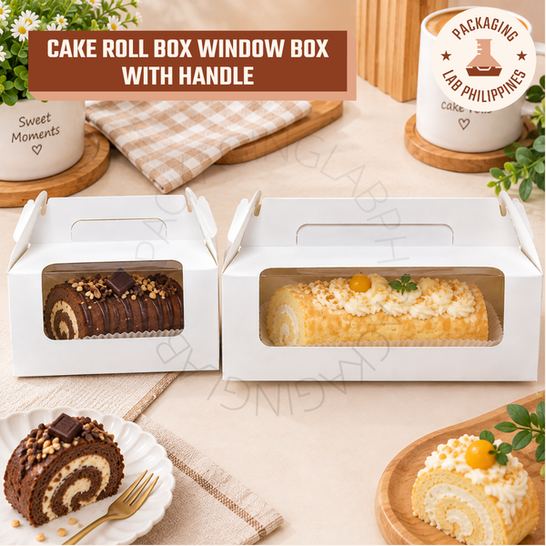 Cake Roll Window Box with Handle (Insert Tray Included)