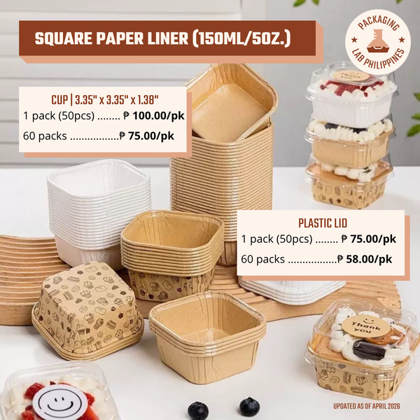 Greaseproof Square Cupcake Paper Liner (Lid available)