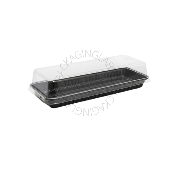 Black Rectangle Tray with Clear Lid