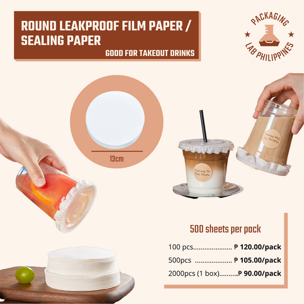 500pcs Round Leakproof Film Paper Sealing Paper for Takeout Drinks