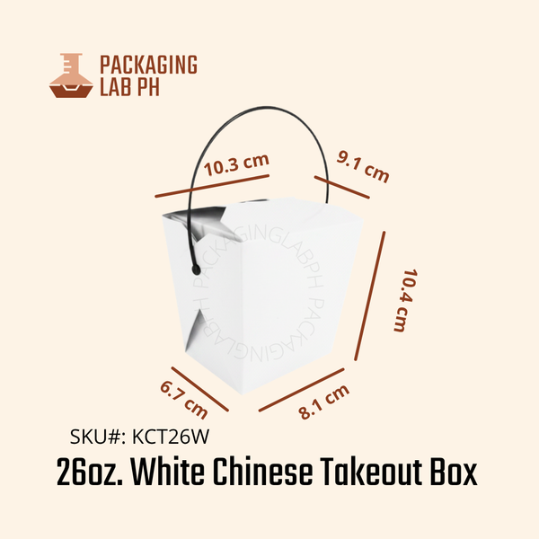Kraft/ White Chinese Takeout Box with Handle (26oz, 32oz)