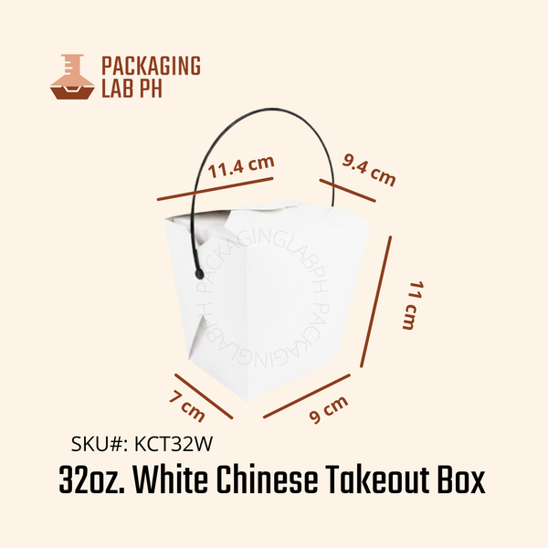 Kraft/ White Chinese Takeout Box with Handle (26oz, 32oz)