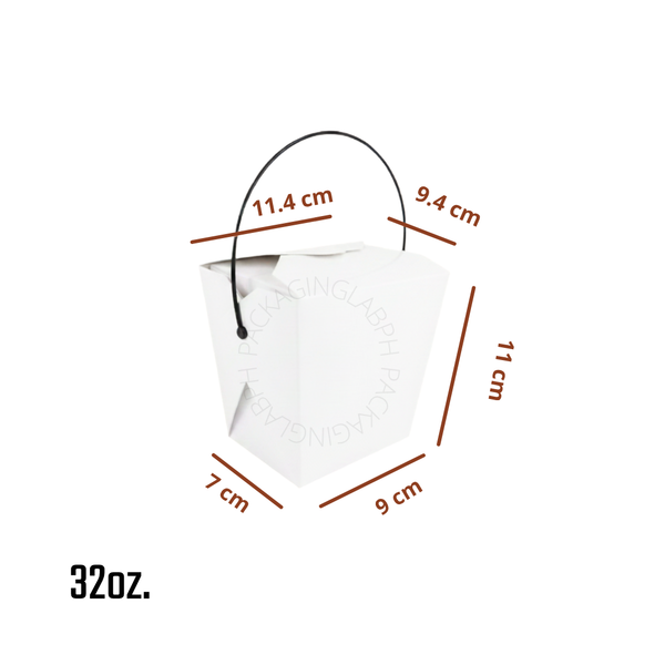 Kraft/ White Chinese Takeout Box with Handle (26oz, 32oz)