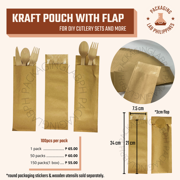Kraft Pouch with Flap (for DIY cutlery sets and more)