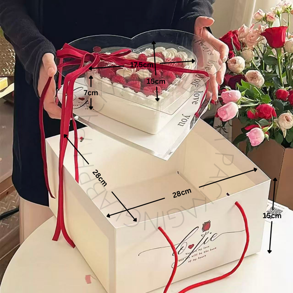 Acetate Heart Box Set with Tray and Bag