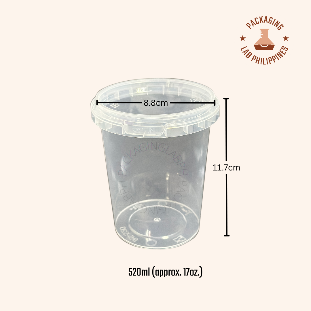 Leakproof Plastic Tub with Tamper-Proof Seal (365ml / 520ml)