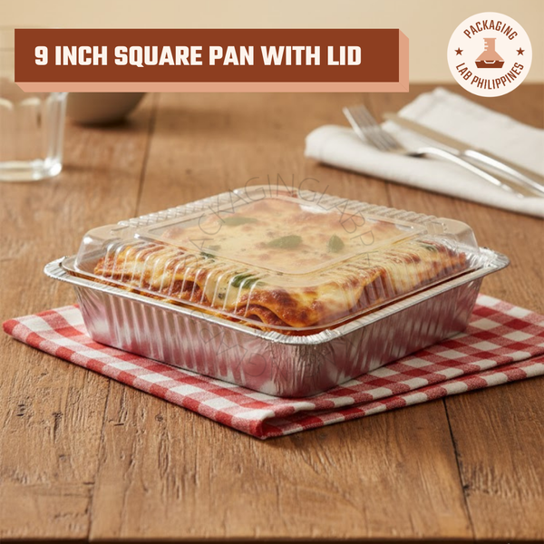 9 inch Square Aluminum Pan with Plastic Lid