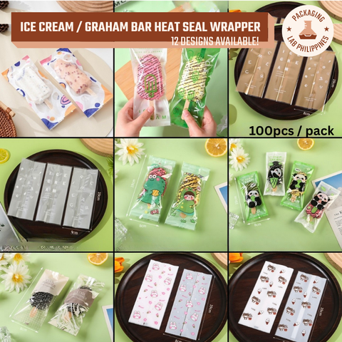 8x19cm Heat Seal OPP Wrapper with Print (for Graham Bar / Ice Cream, etc)