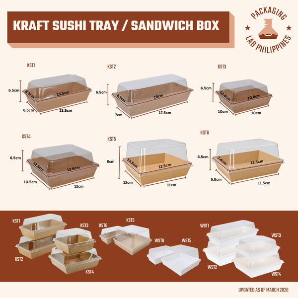 White / Kraft Sushi Tray ( 6 sizes)