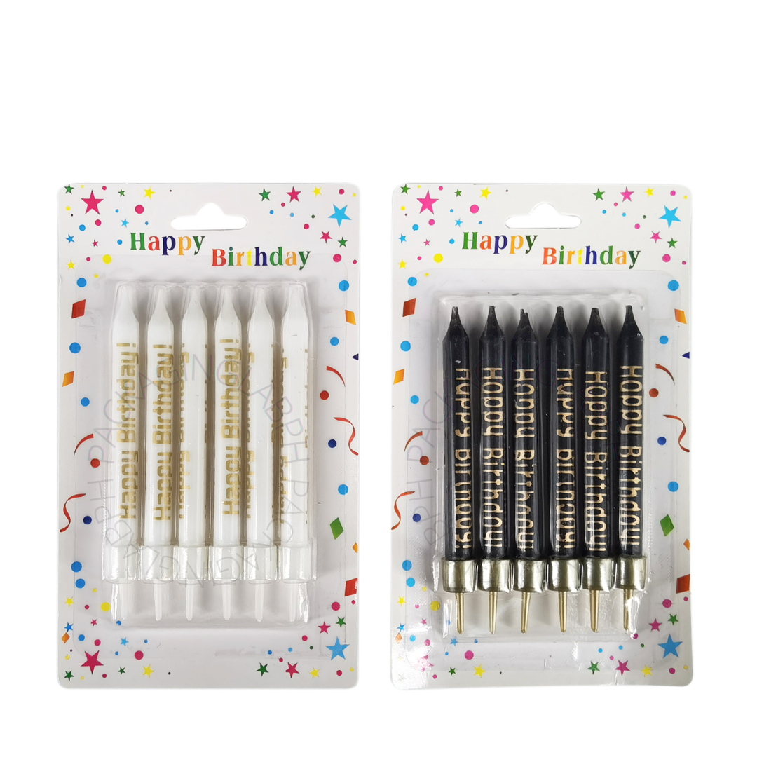 Black & White Retro Happy Birthday Candles