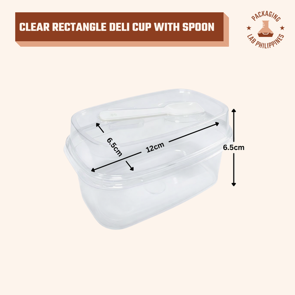 Clear Rectangle Deli Cup with Spoon