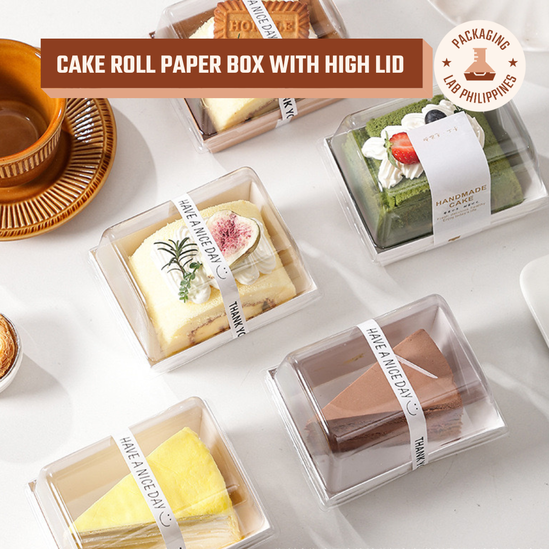 Cake Roll Paper Box with High Lid - White