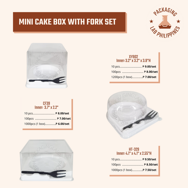 Mini Cake Box with Fork Set