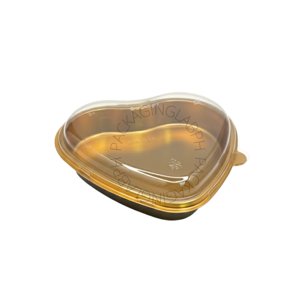 Black Gold Plastic Heart Container with Clear Lid