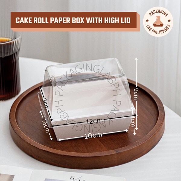 Cake Roll Paper Box with High Lid - White