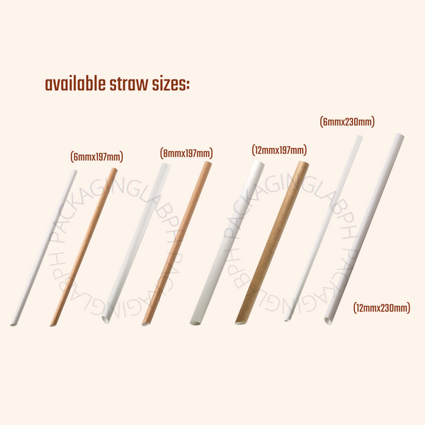 Paper Straws with Spear Ends in White & Kraft (Individually Wrapped)
