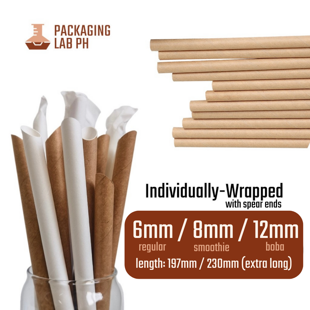 Plain 8mm Paper Straw with Cover Wrapped