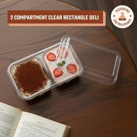 2 Compartment Clear Rectangle Container