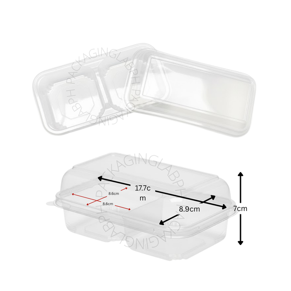 2 Compartment Clear Rectangle Container