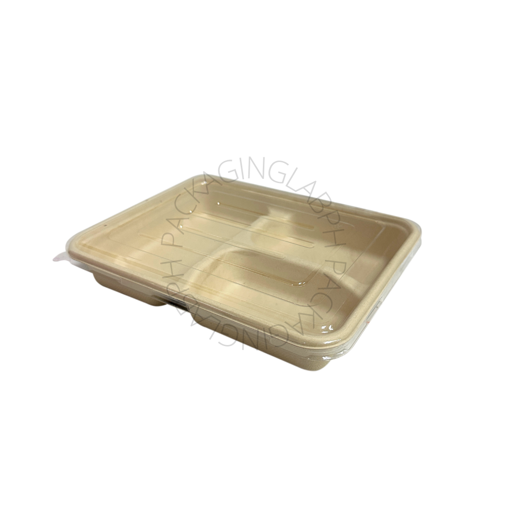 3D 4D Sugarcane Bento Meal Box with Clear Lid (Small) – Packaging Lab ...