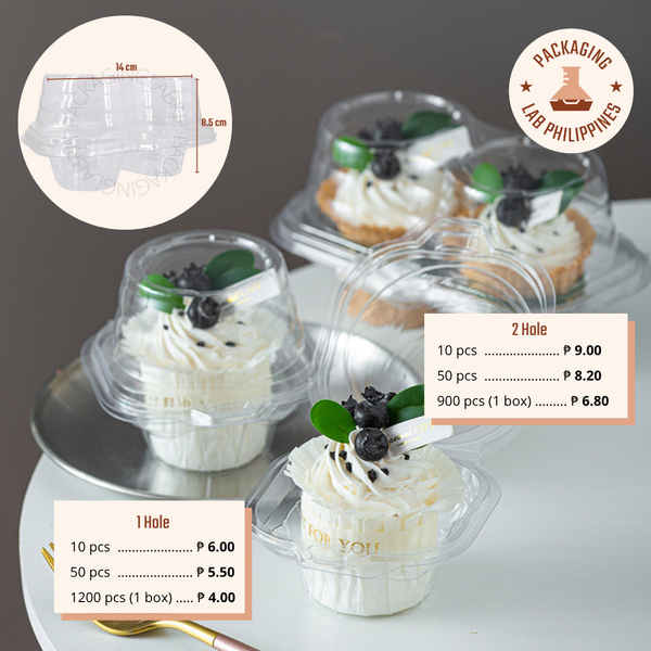 Tall Plastic Cupcake Clamshell (1 or 2 Hole)
