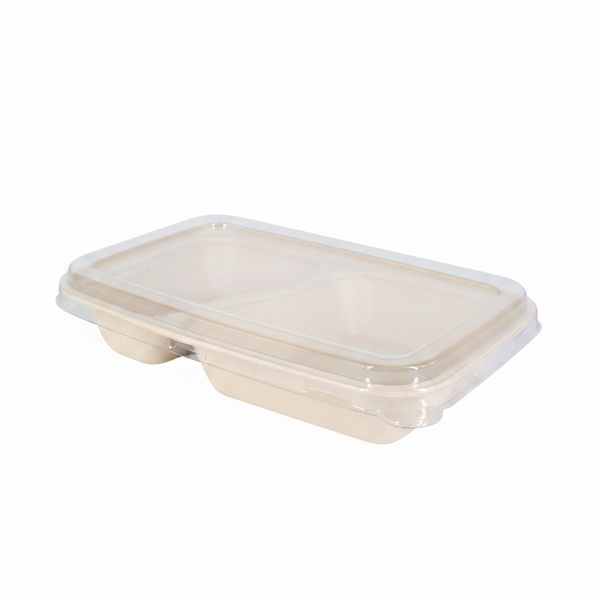 800ml Rectangle Sugarcane Box with 2 Compartment