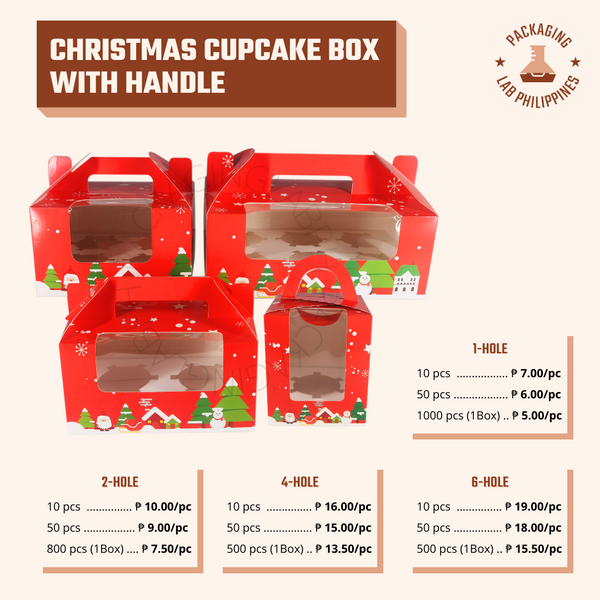 Christmas Cupcake Box with Handle