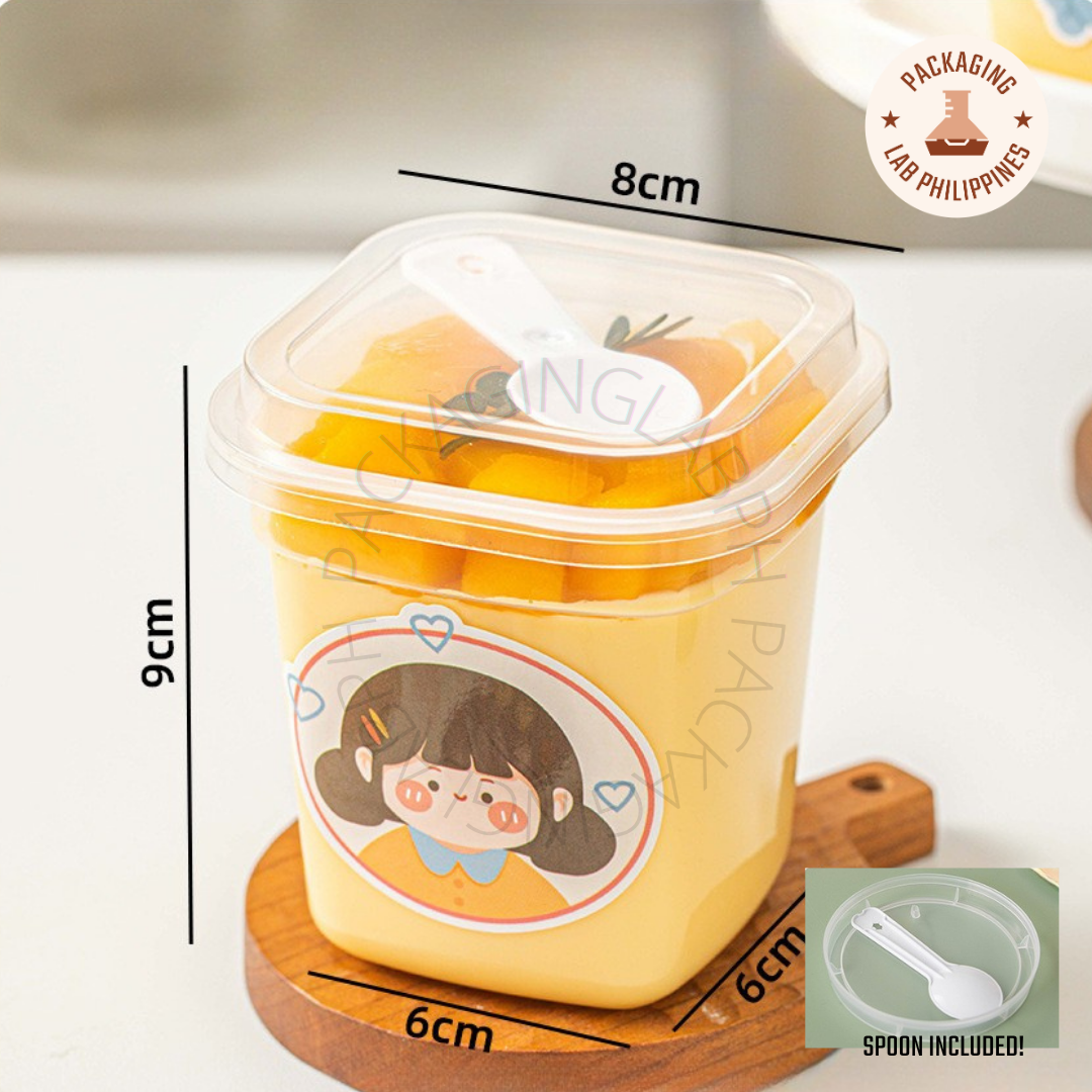 PP Dessert Cup with Spoon on Lid