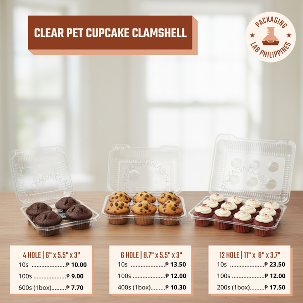 Clear Plastic Cupcake Clamshell (4/6/12 Hole)