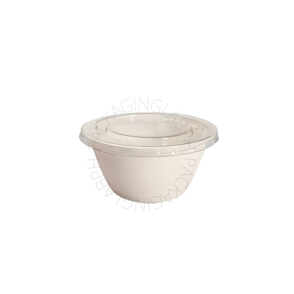 7oz / 210ml Sugarcane Bagasse Bowl with Clear Lid - White