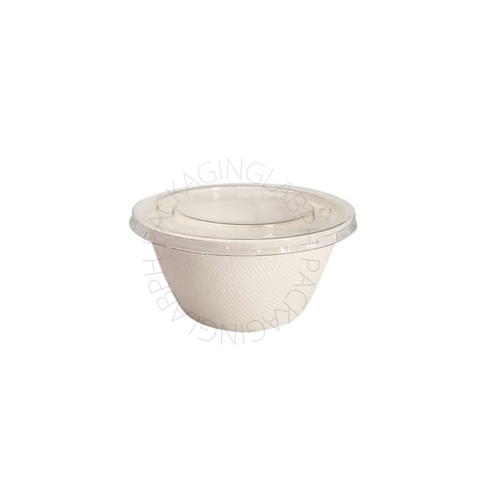 7oz / 210ml Sugarcane Bagasse Bowl with Clear Lid - White