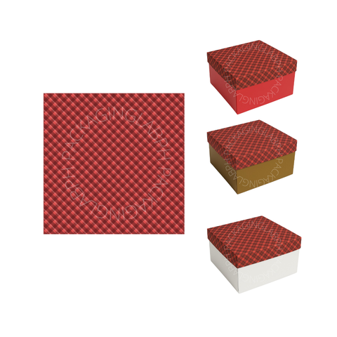 2-Pc Box - Red Checkered (8x8x5in, 10x10x5in, 12x12x5in)