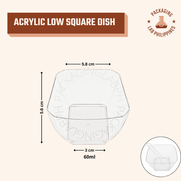 70ml Acrylic Low Square Dish