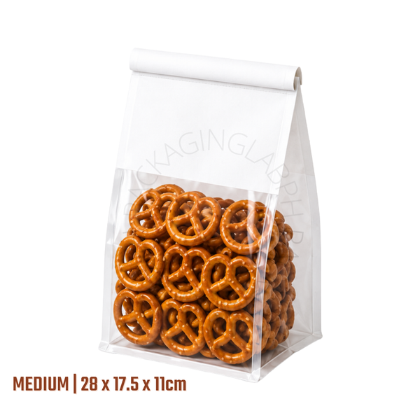Bread & Pastry Bag with Window with Wire Seal (Self-Sealing Tie)