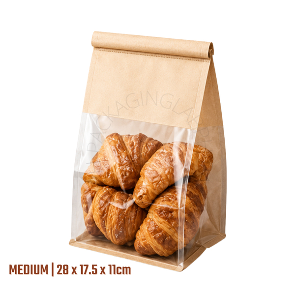 Bread & Pastry Bag with Window with Wire Seal (Self-Sealing Tie)
