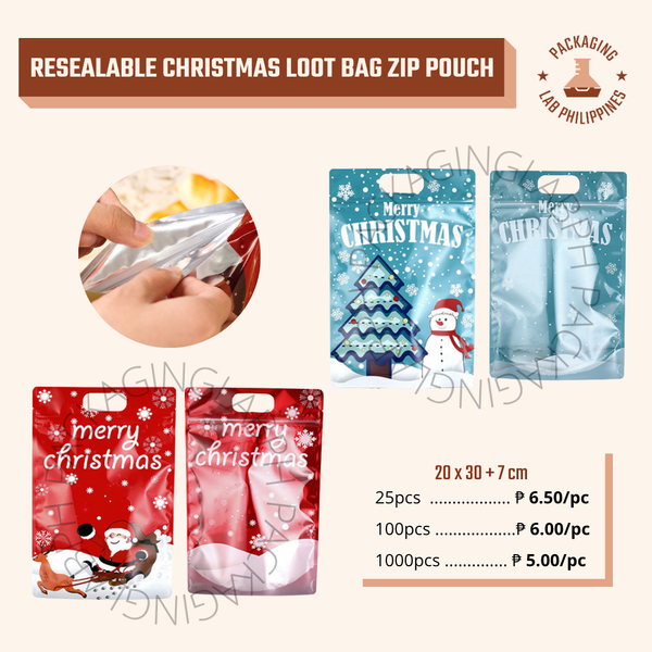 Resealable Christmas Loot Bag Zip Pouch