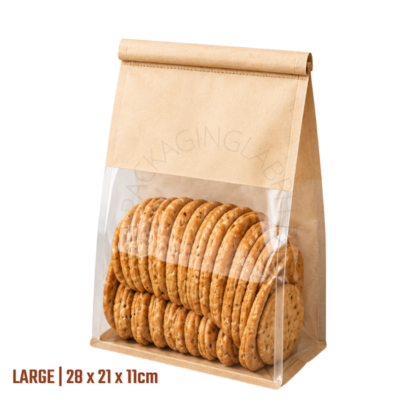 Bread & Pastry Bag with Window with Wire Seal (Self-Sealing Tie)